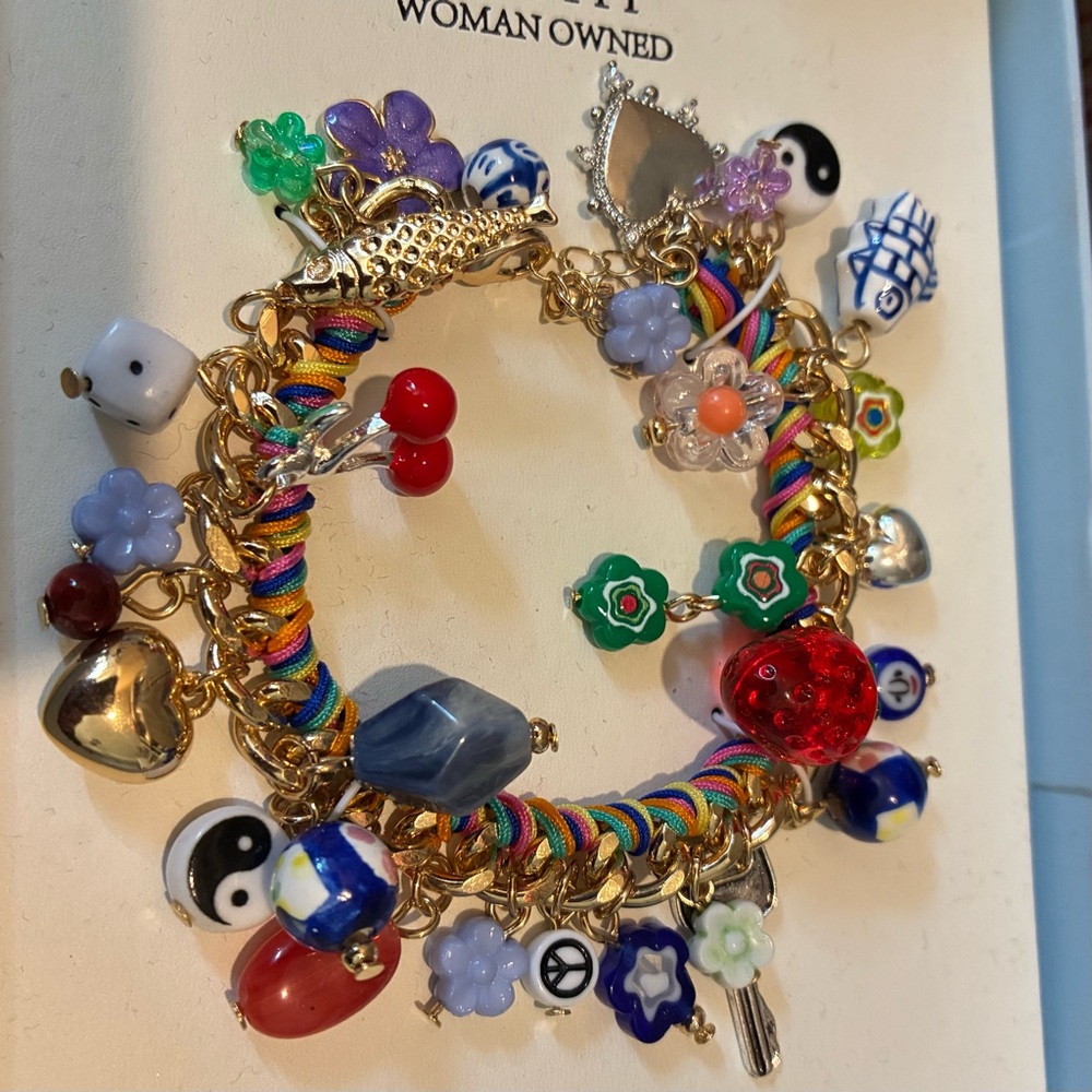 Viral Atterri Colorful Charm Bracelet – Gold Eclectic Y2K Kitsch Charm Jewelry - Picture 6 of 6